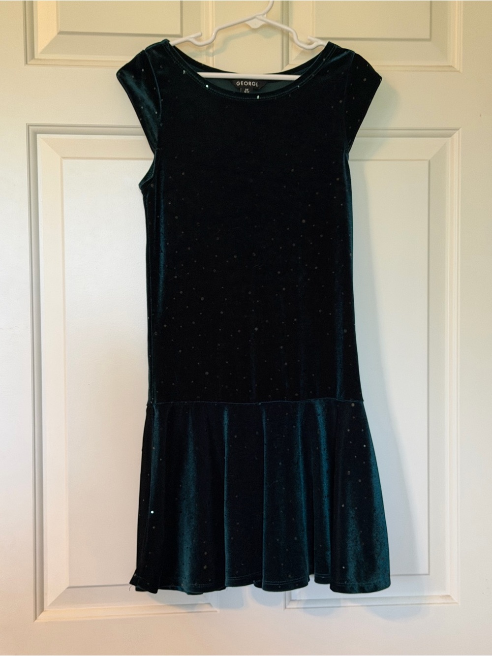 George Dark Green Velvet Drop-Waist Party Dress